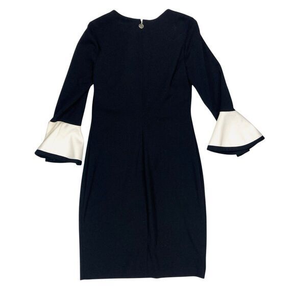 Tommy Hilfiger Bell Sleeve Sheath Dress 4 Black Stretch Elegant Business Casual - Picture 6 of 16